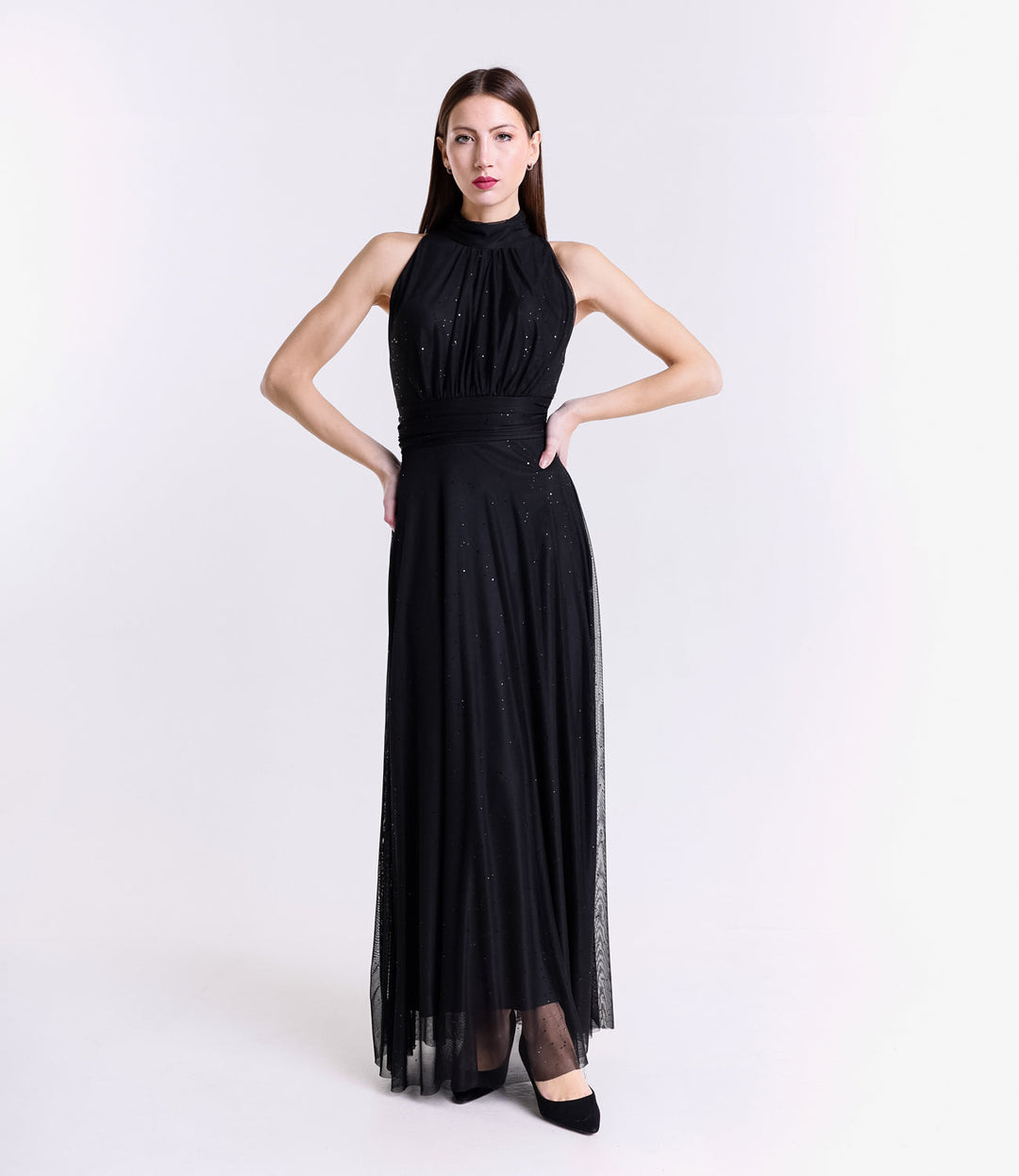 Tulle Dress with American Neckline Caterina