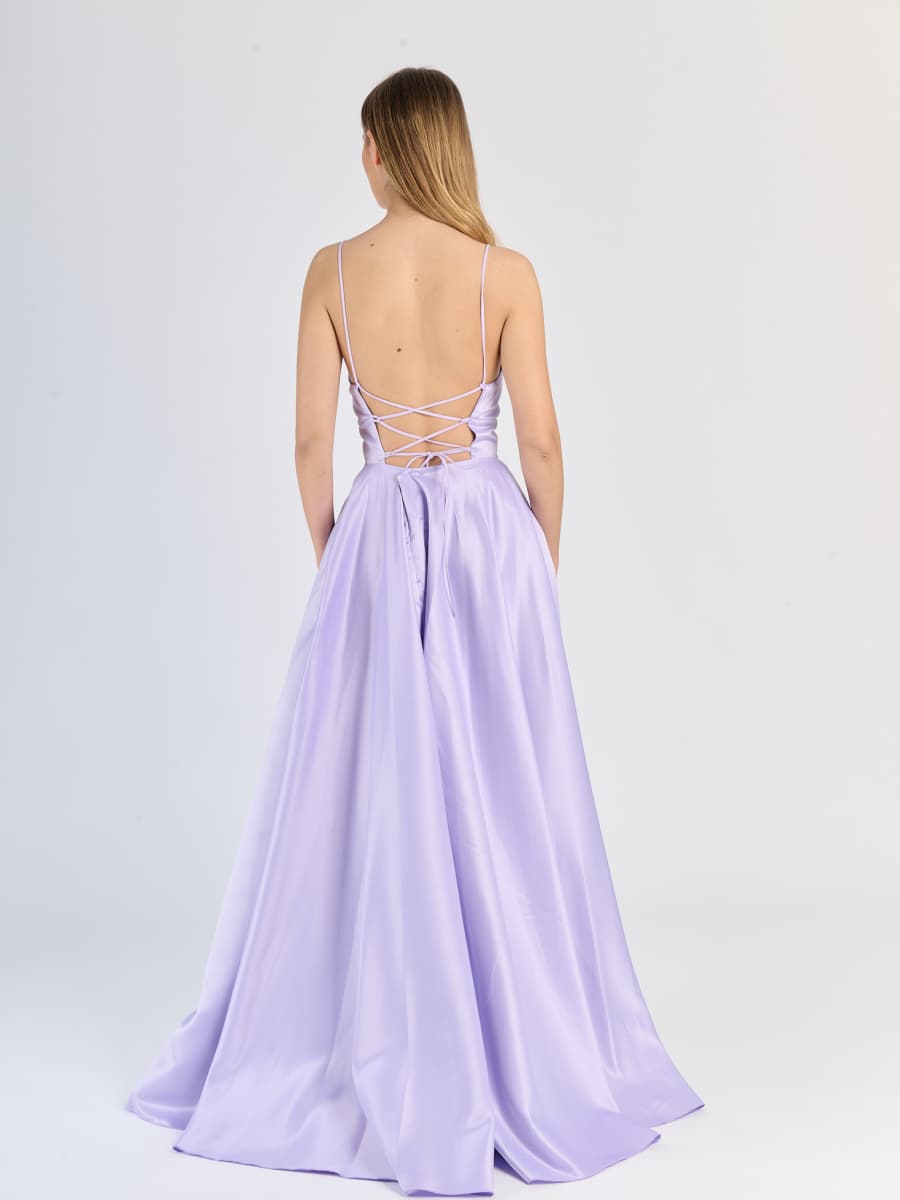 Elegant Long Satin Dress with Thin Straps – "Estella"