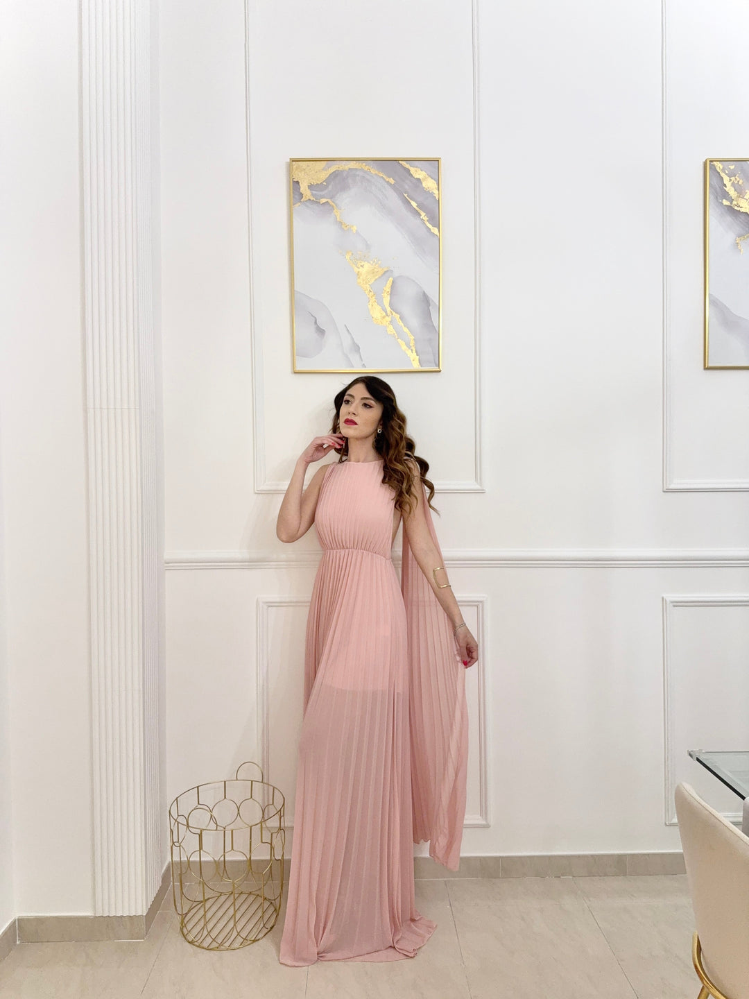 Elegant Long Pleated Dress Alice