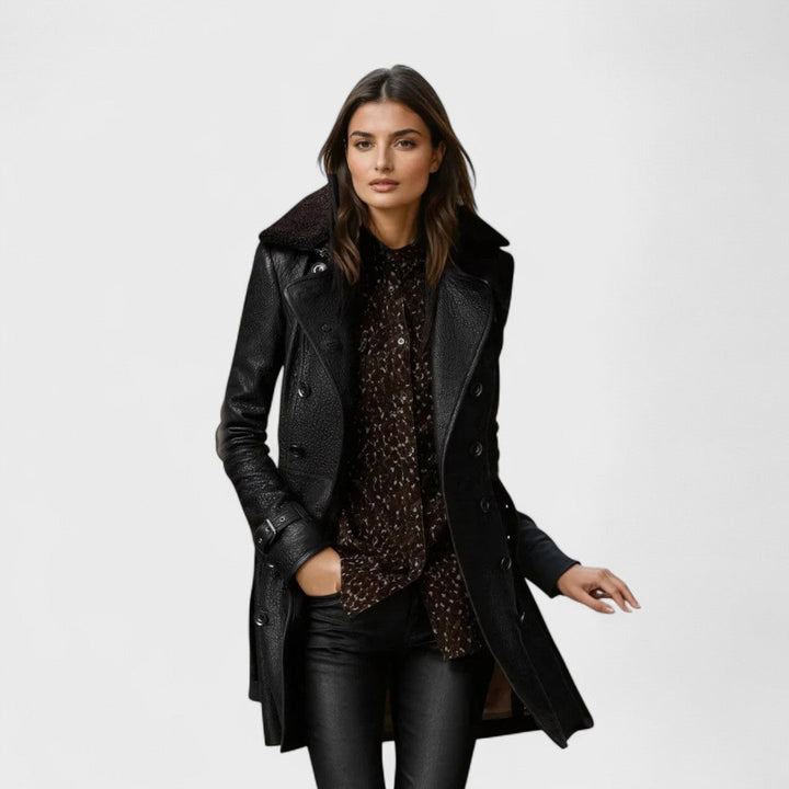 Marie - Elegant Leather Coat