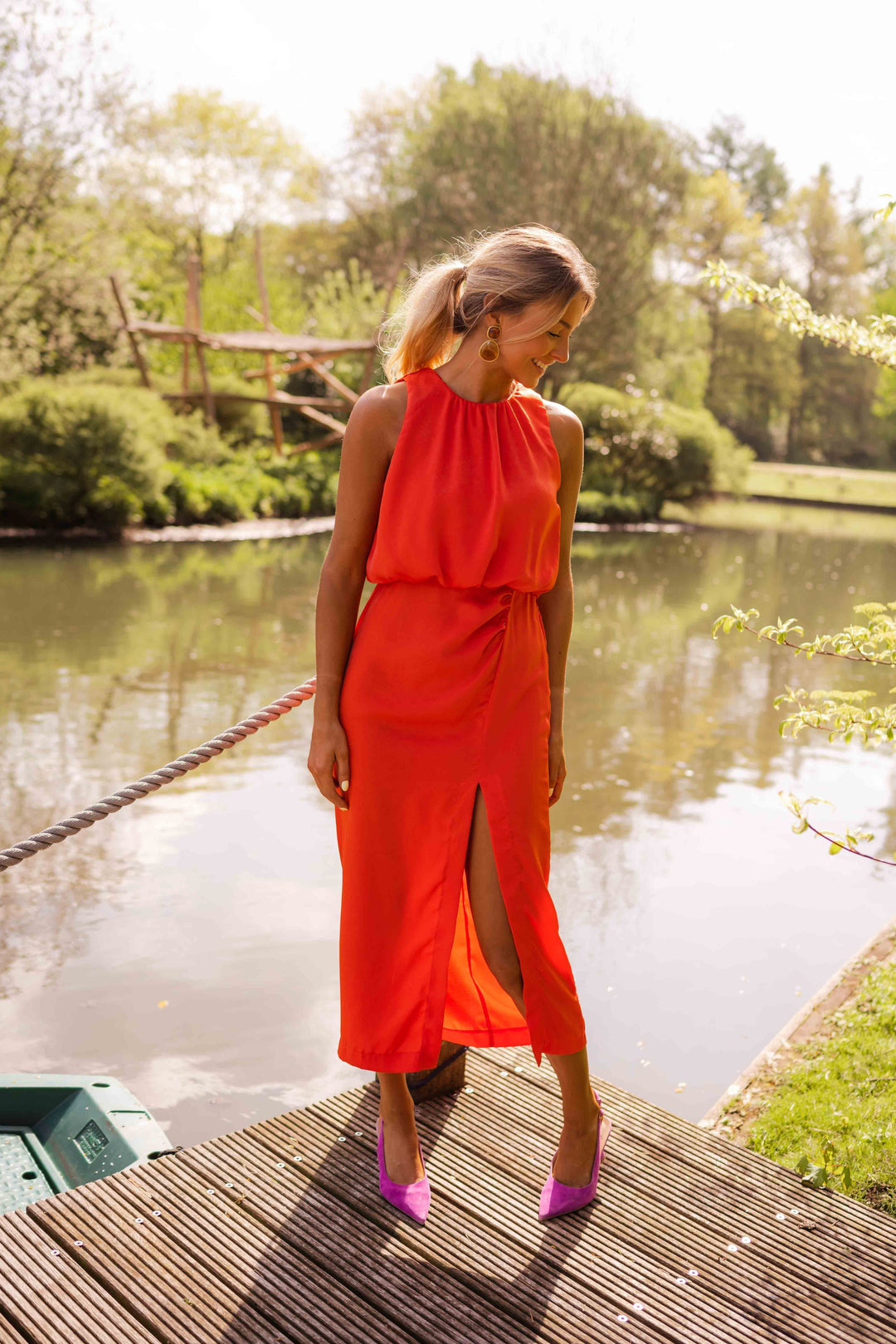 Anavella™ - Elegant Summer Midi Dress with Flowing and Refined Design
