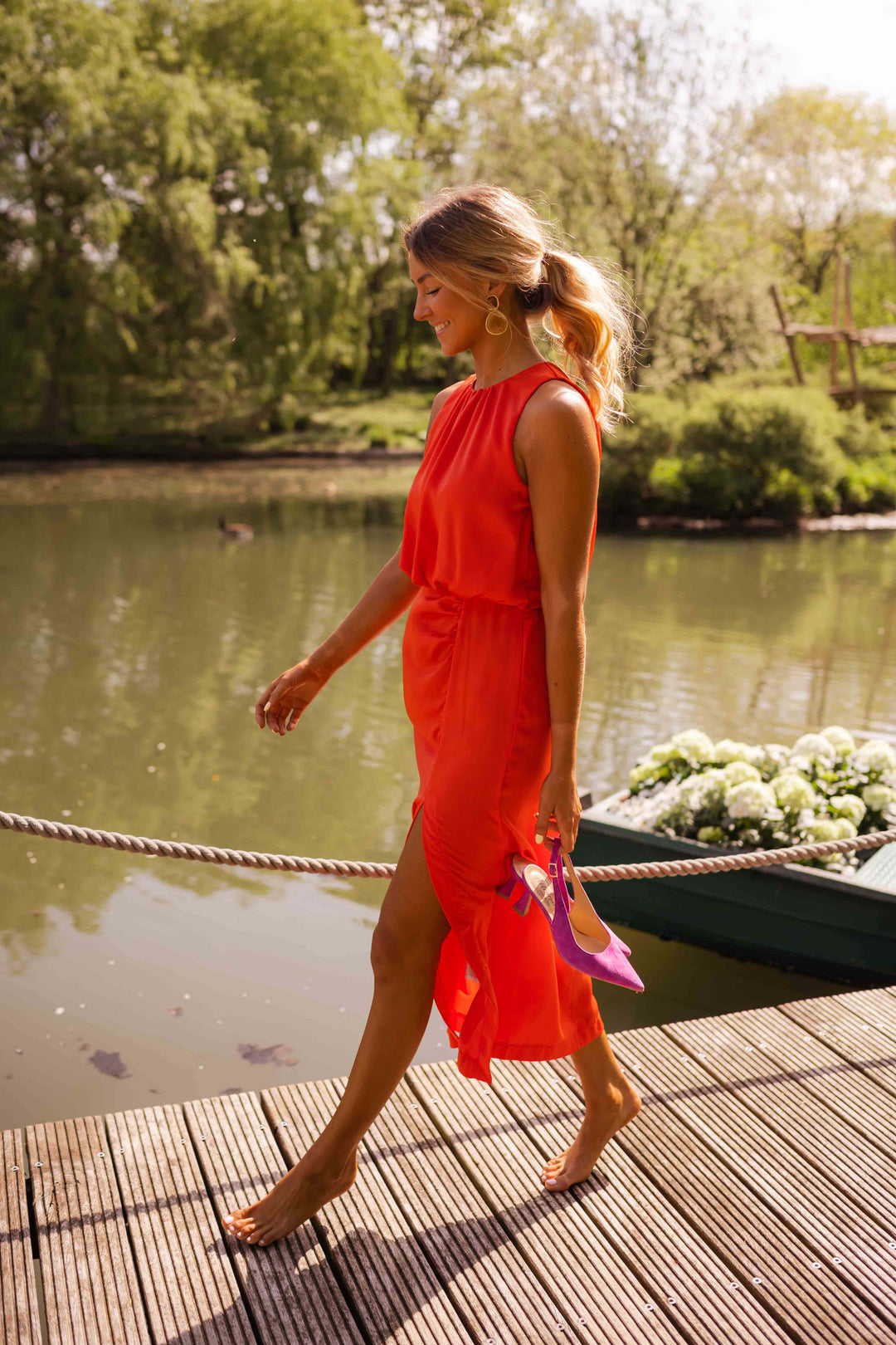 Anavella™ - Elegant Summer Midi Dress with Flowing and Refined Design