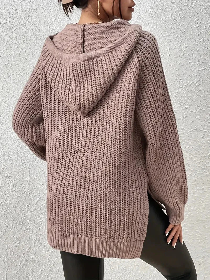 Maryvonne™ - Hooded Sweater with Split Hem for a Casual Look