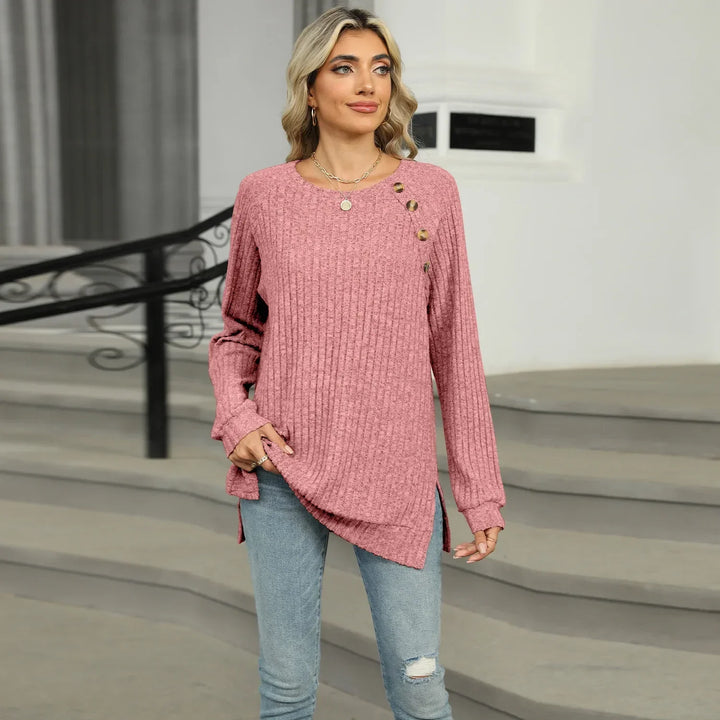 Aline™ - Elegant sweater for women with decorative buttons