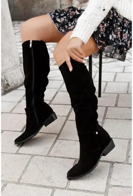 Elke™ - Chic Cowboy Boots for a Comfortable Winter