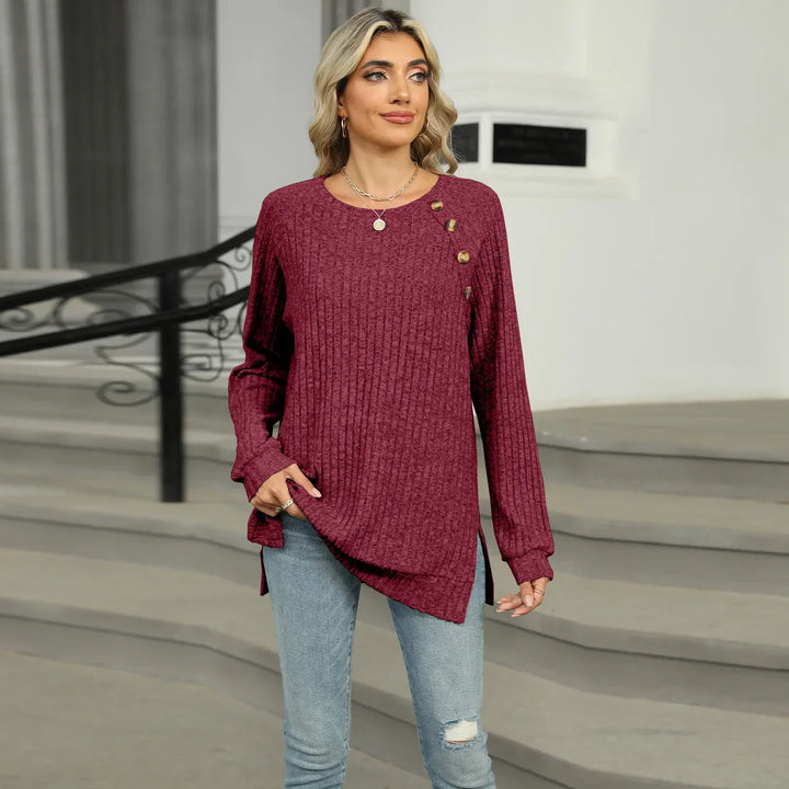 Aline™ - Elegant sweater for women with decorative buttons