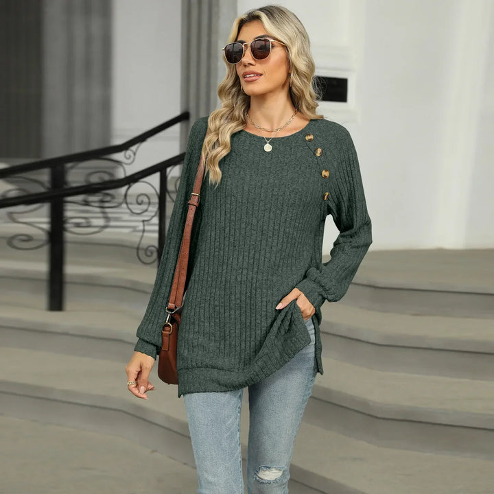 Aline™ - Elegant sweater for women with decorative buttons