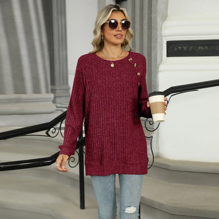 Aline™ - Elegant sweater for women with decorative buttons