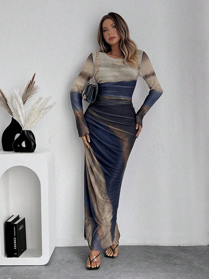 Lunette™ - Fitted Maxi Dress with Floral Print