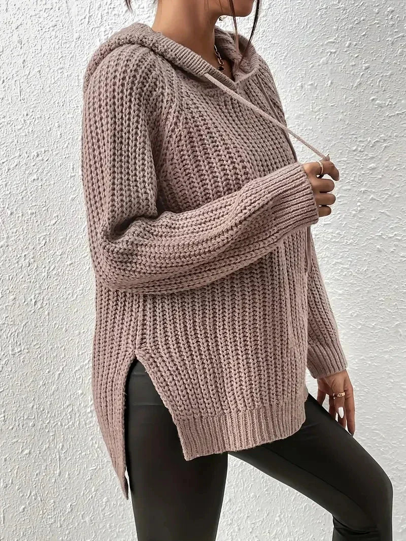Maryvonne™ - Hooded Sweater with Split Hem for a Casual Look