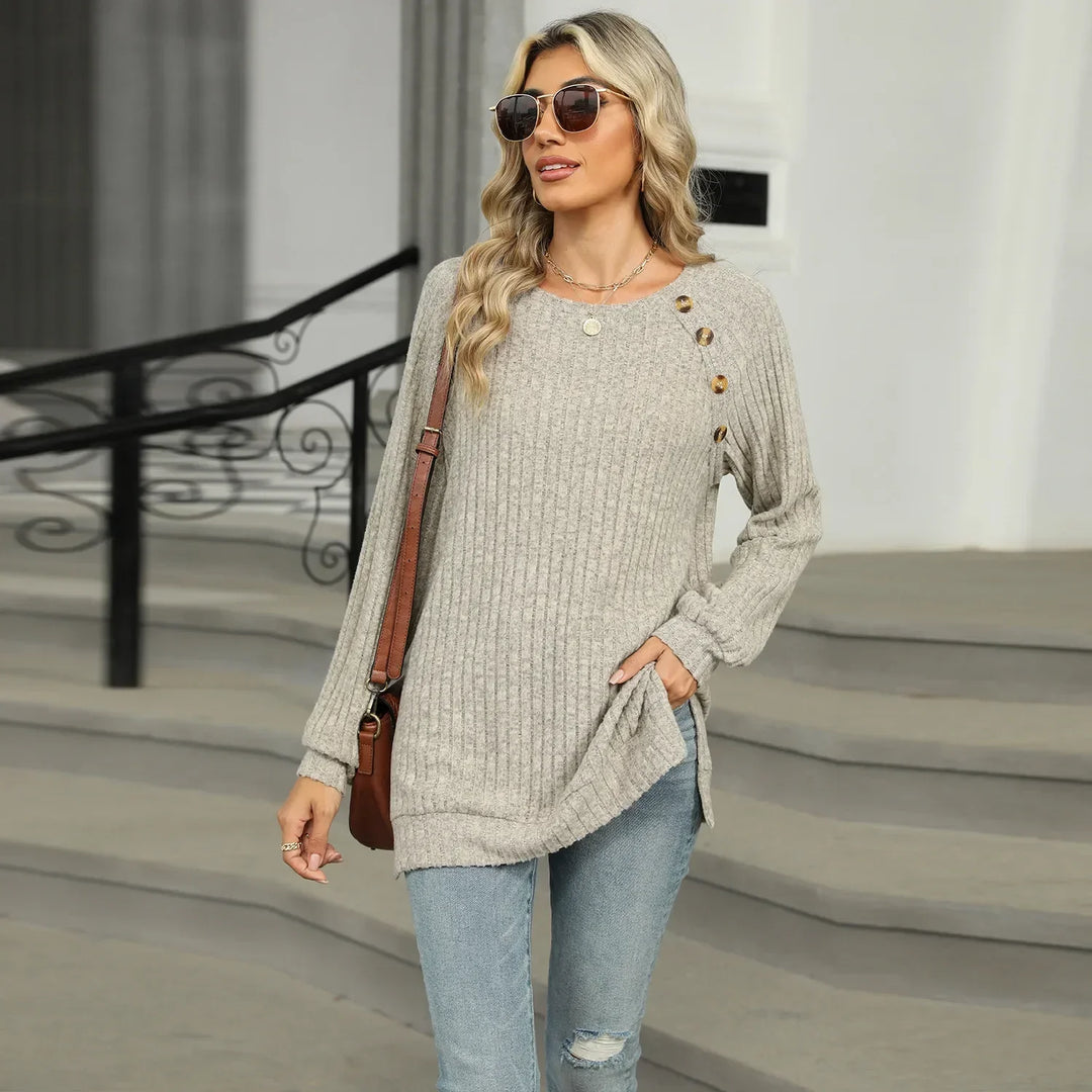 Aline™ - Elegant sweater for women with decorative buttons