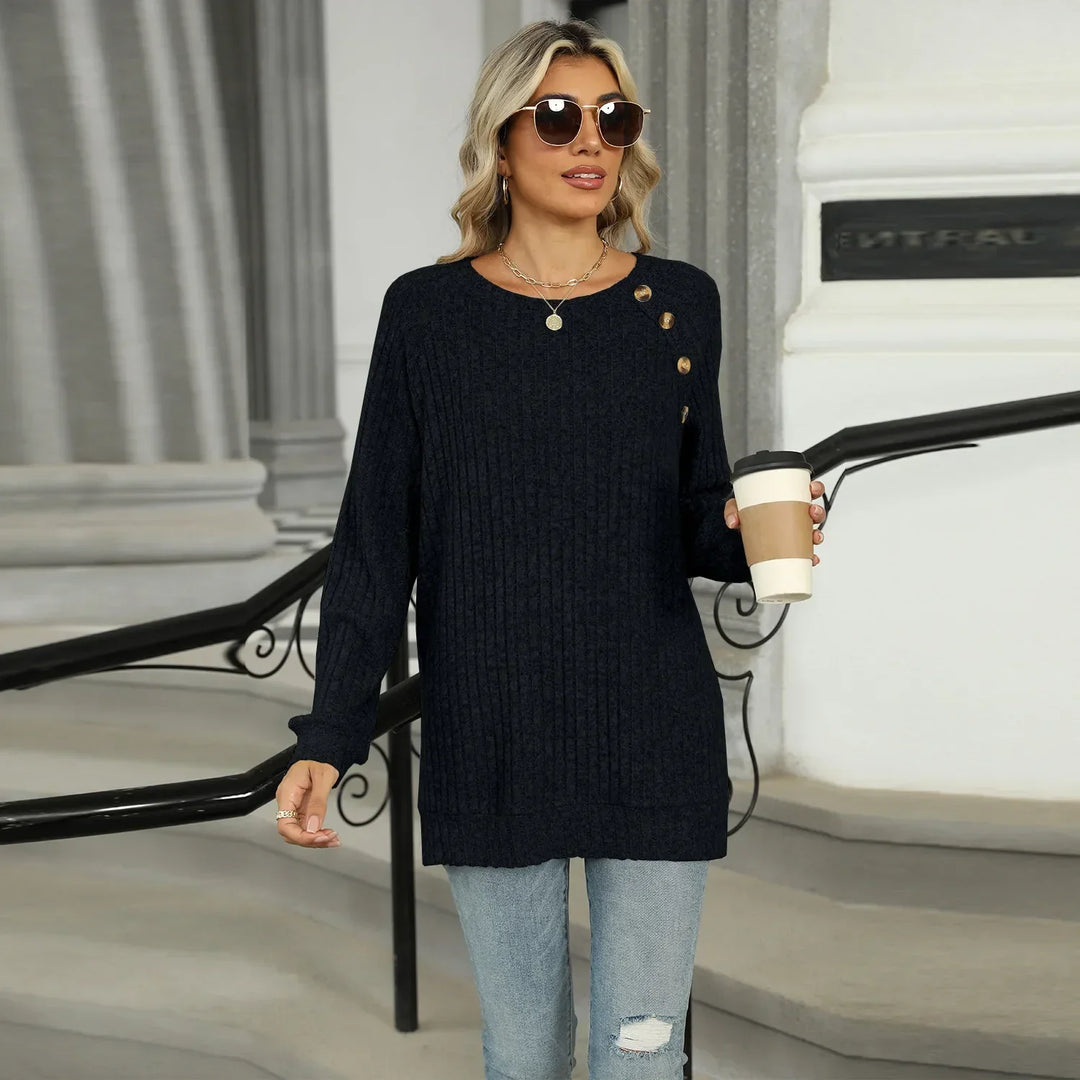 Aline™ - Elegant sweater for women with decorative buttons