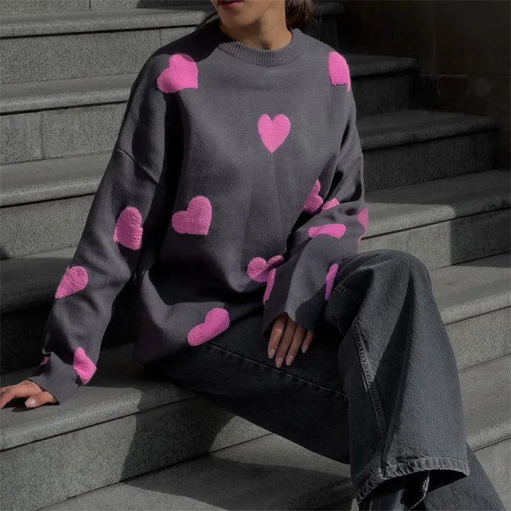 Abigail™ - Heart Pattern Knit Sweater