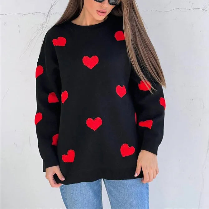 Abigail™ - Heart Pattern Knit Sweater