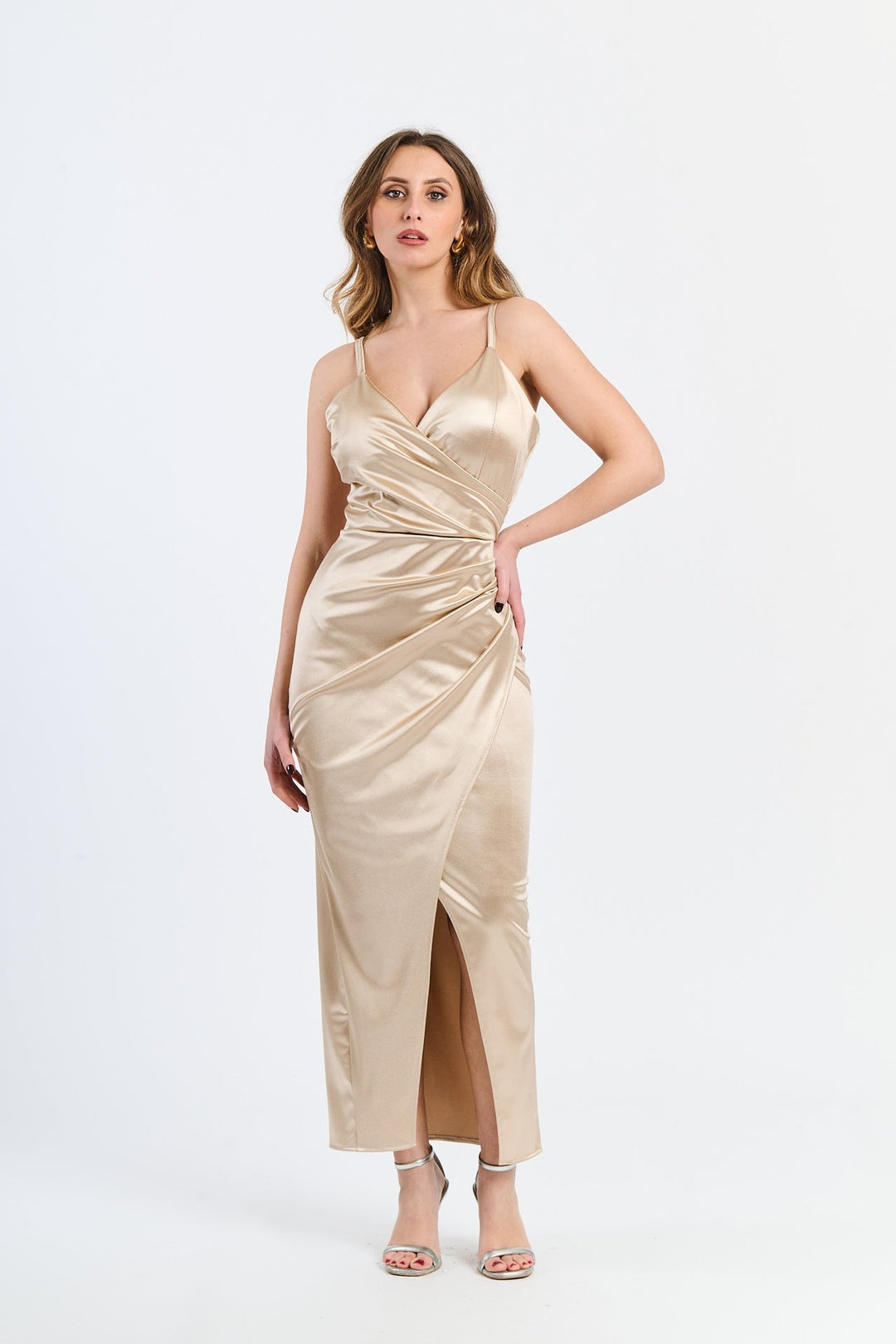 Long Draped Satin Dress Aurora