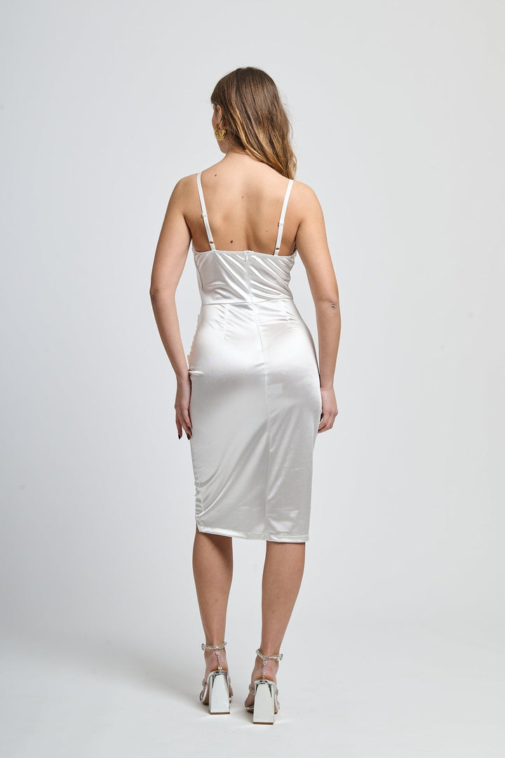 Short Draped Satin Dress Lea