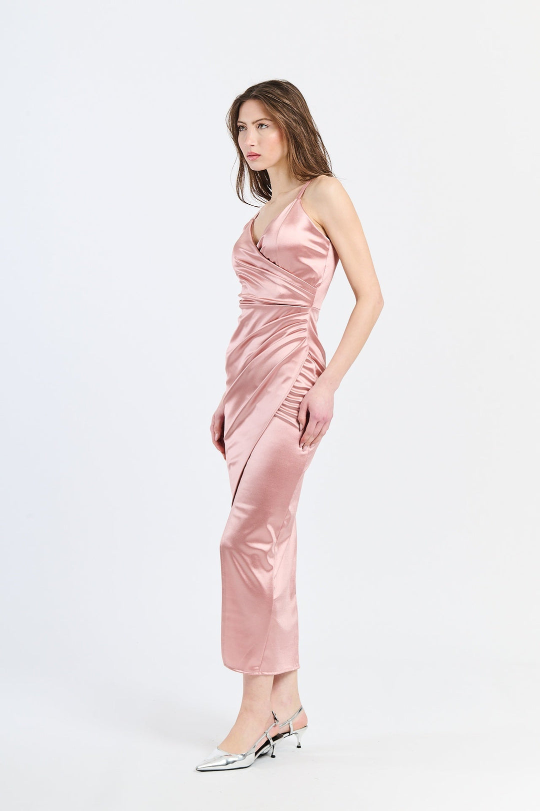 Long Draped Satin Dress Aurora