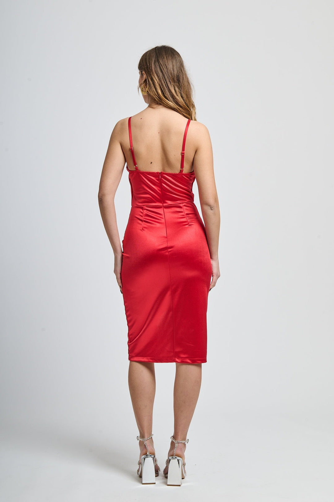 Short Draped Satin Dress Lea