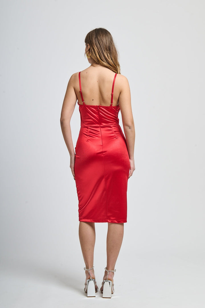 Short Draped Satin Dress Lea