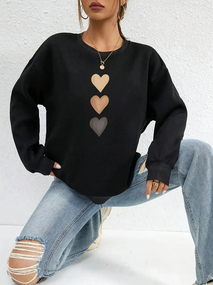 Belle™ - Women's Sweatshirt with Three Hearts Print