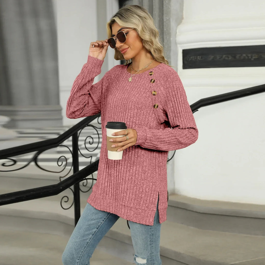 Aline™ - Elegant sweater for women with decorative buttons