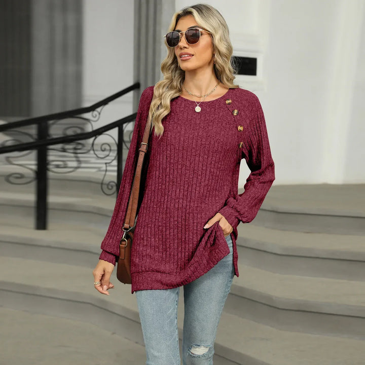 Aline™ - Elegant sweater for women with decorative buttons
