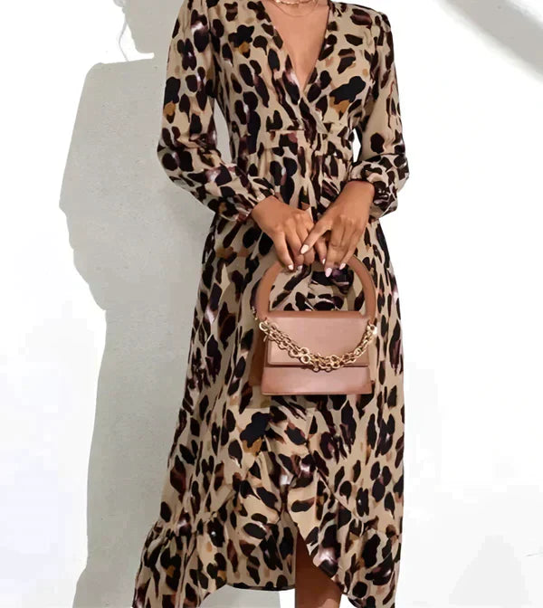 Marguerite™ - Leopard Print Dress with V-Neck