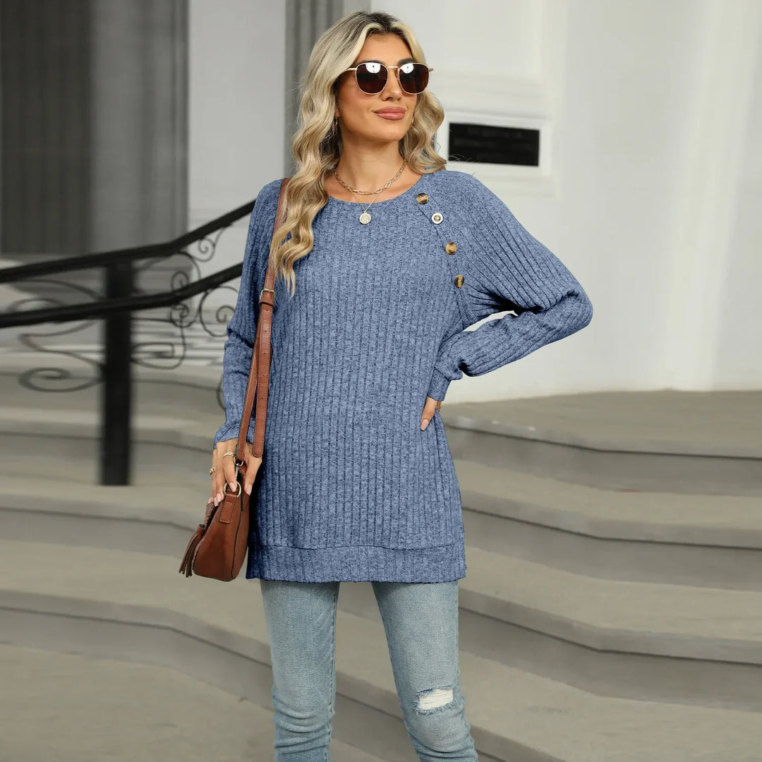 Aline™ - Elegant sweater for women with decorative buttons