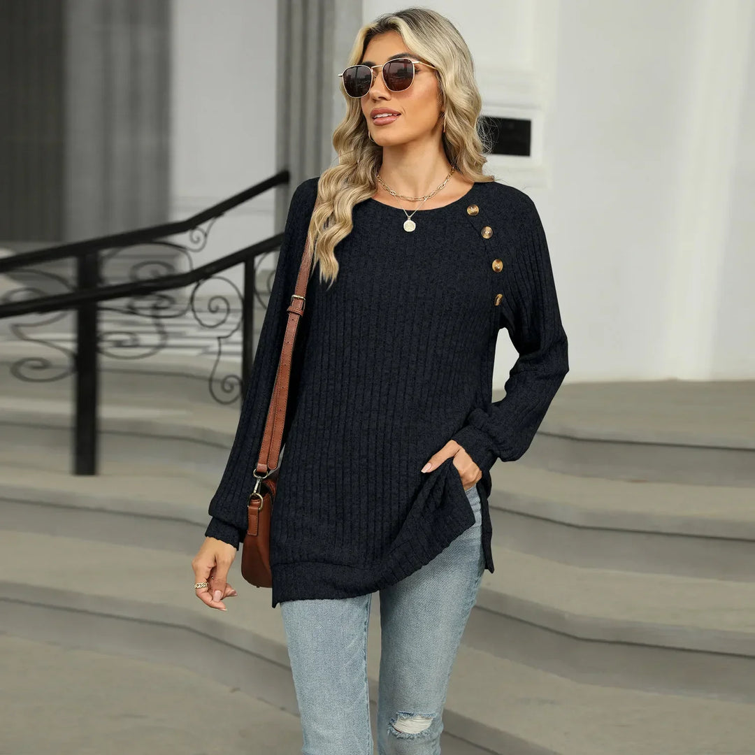 Aline™ - Elegant sweater for women with decorative buttons