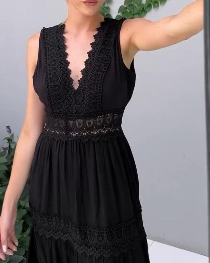Mirna™ - Lace Tank Dress with V-Neck