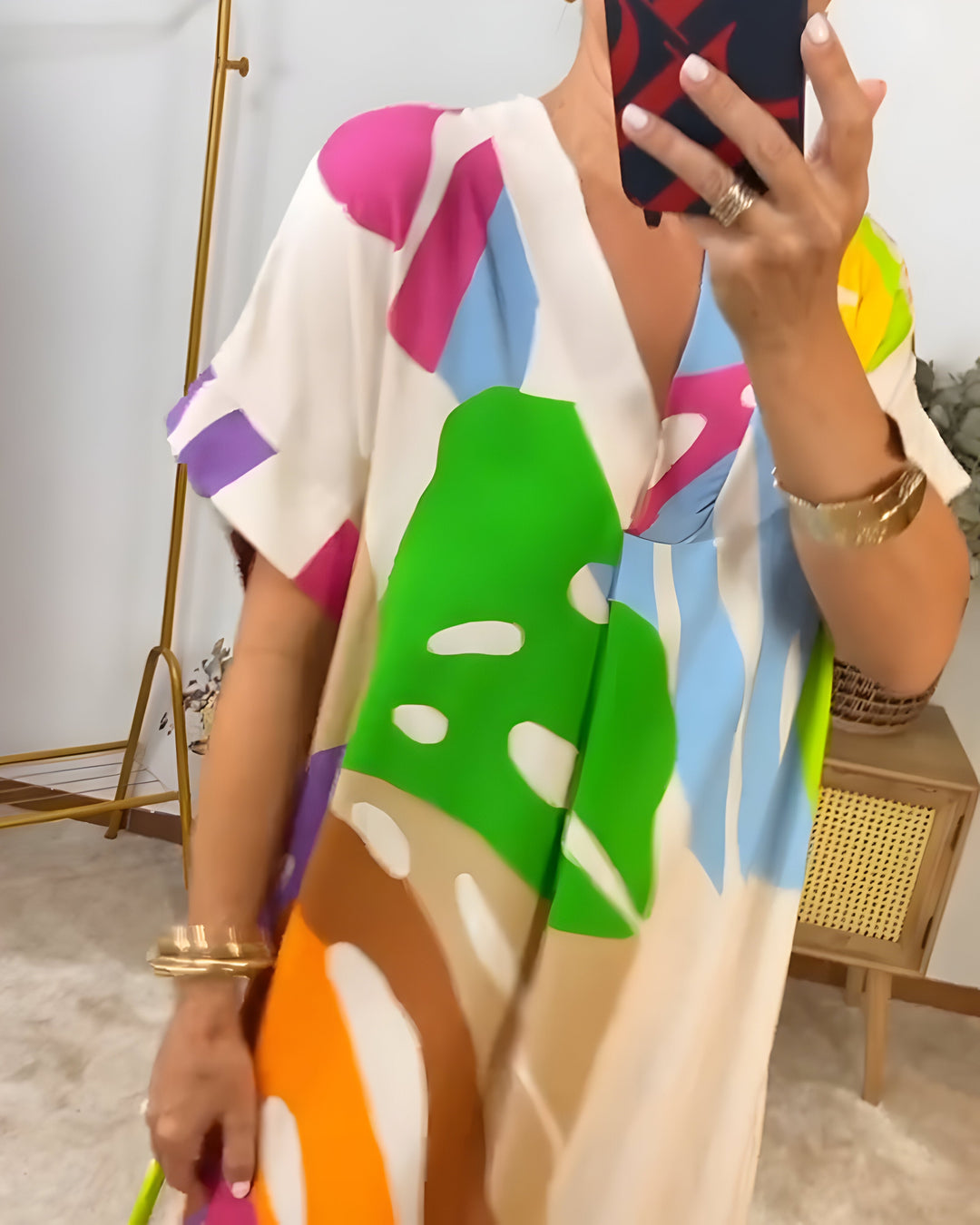 Nerissa™ - Casual Dress with Colorful Leaf Print for a Fresh and Natural Style