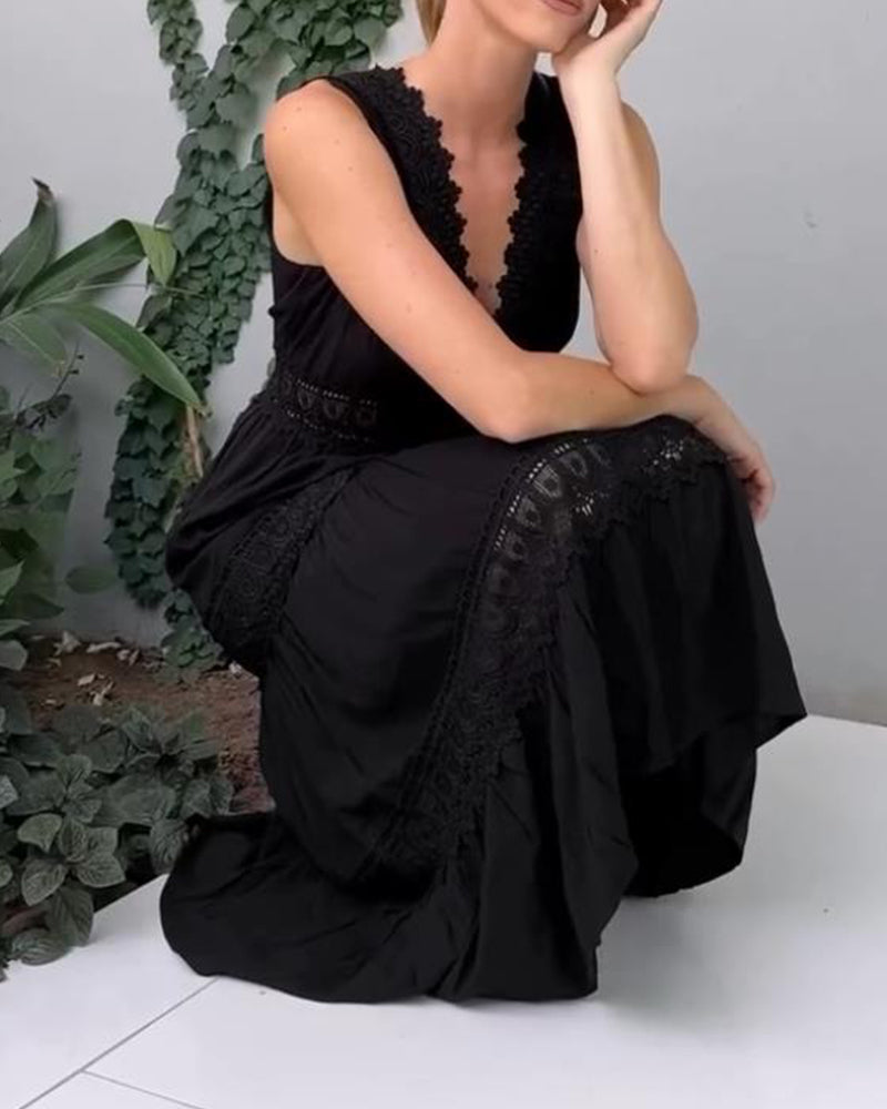 Mirna™ - Lace Tank Dress with V-Neck