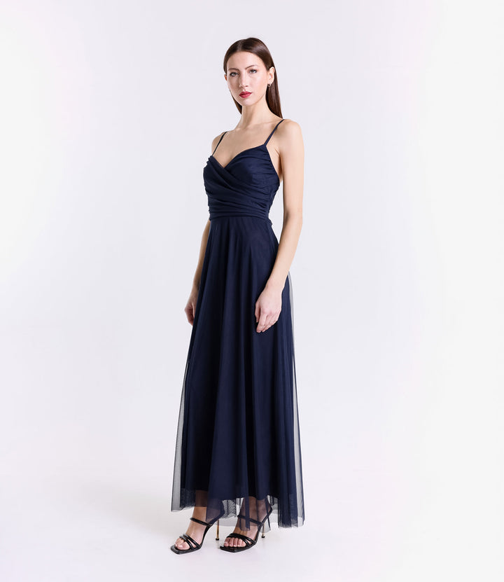 Tulle Dress with Velvet Straps