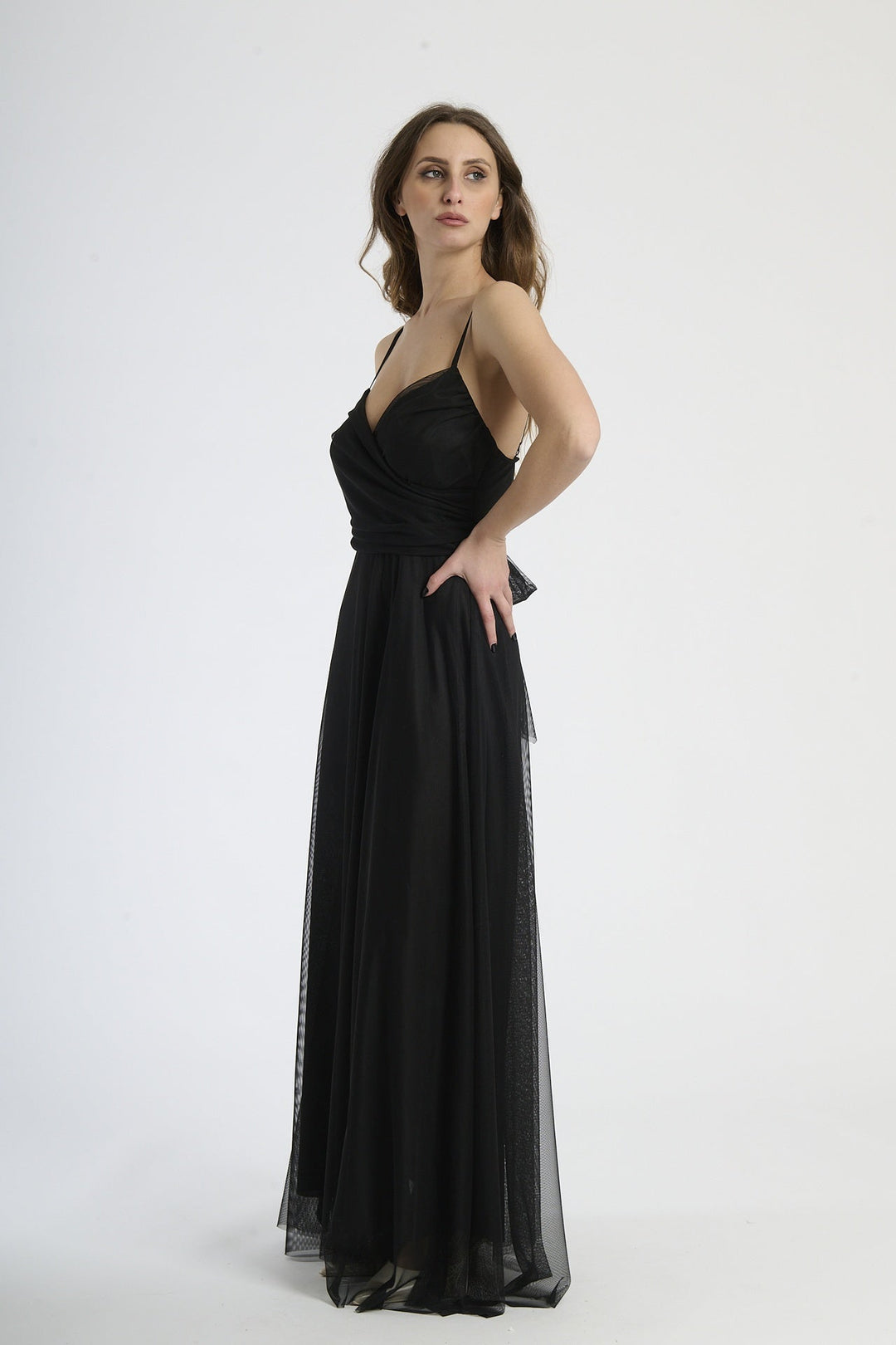 Tulle Dress with Velvet Straps