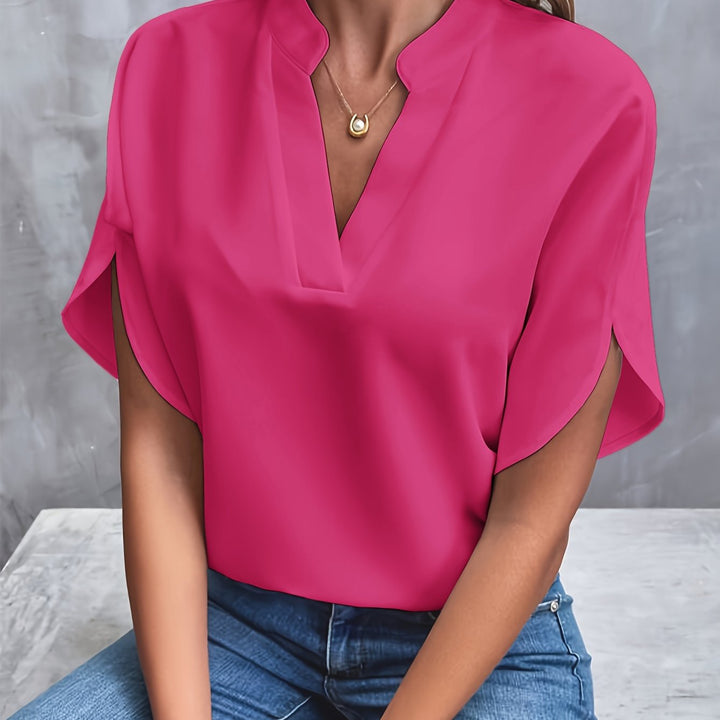 Kiana™ - Solid Blouse with V-Neck