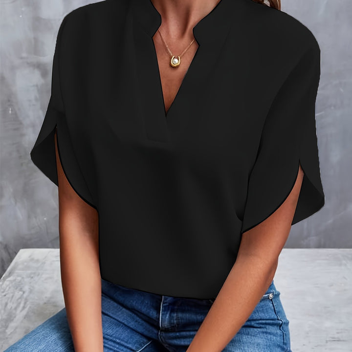 Kiana™ - Solid Blouse with V-Neck