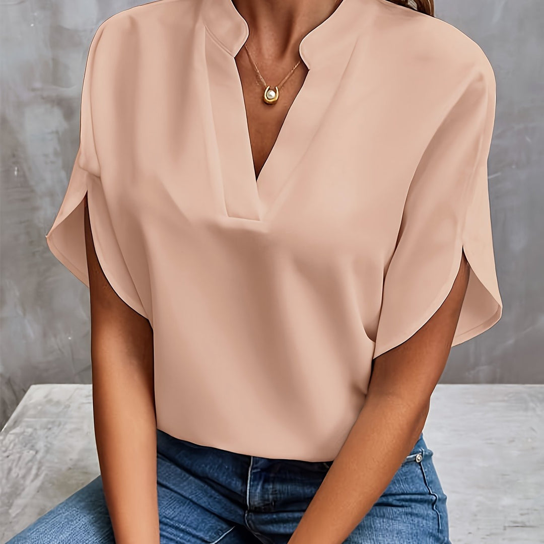 Kiana™ - Solid Blouse with V-Neck
