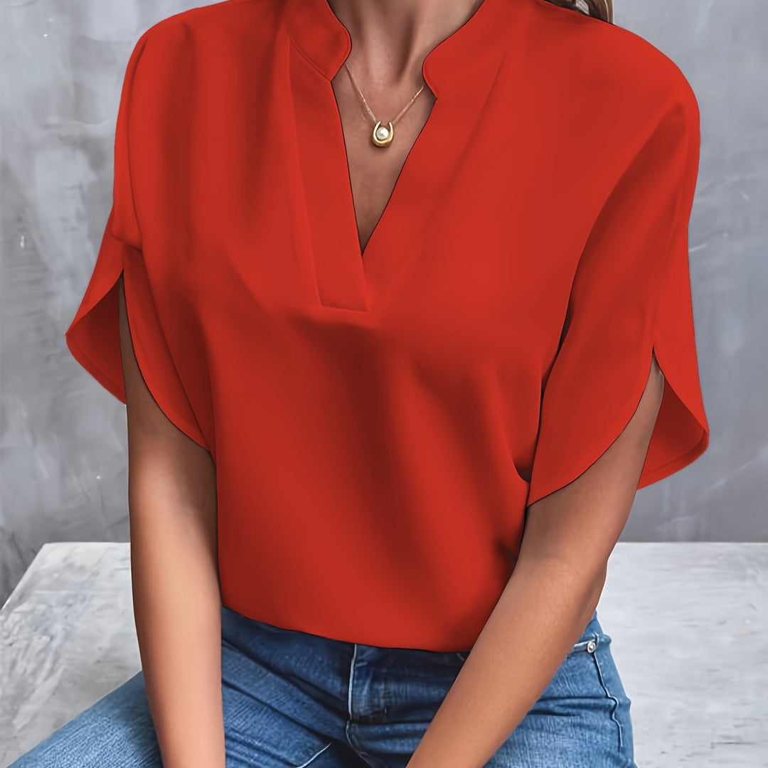 Kiana™ - Solid Blouse with V-Neck
