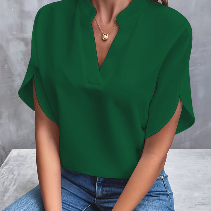 Kiana™ - Solid Blouse with V-Neck