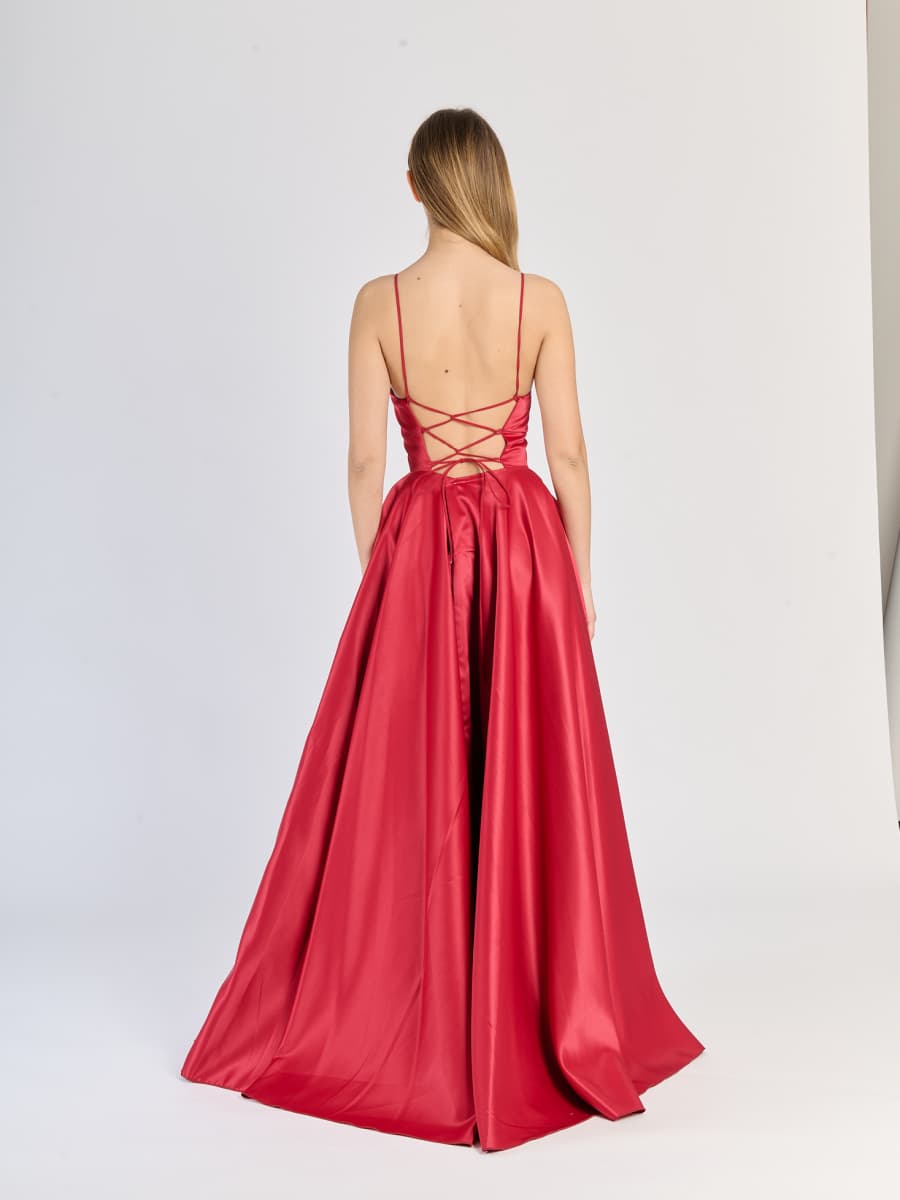 Elegant Long Satin Dress with Thin Straps – "Estella"