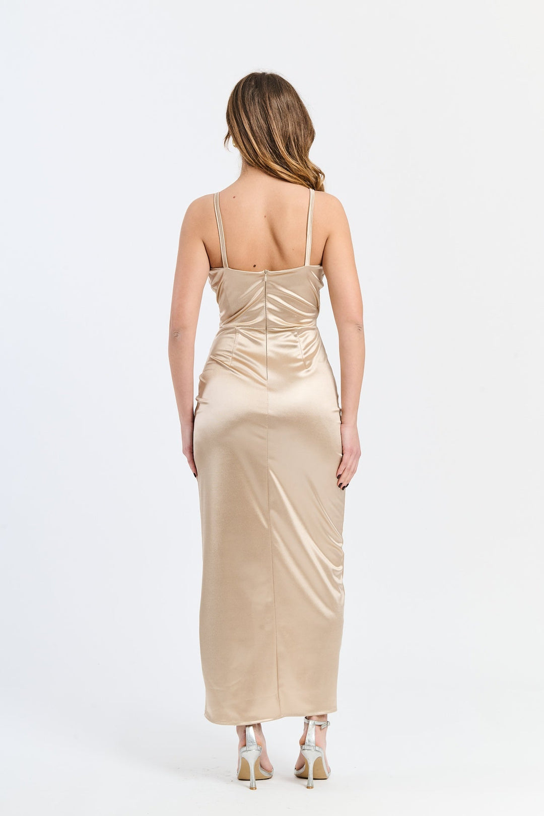 Long Draped Satin Dress Aurora