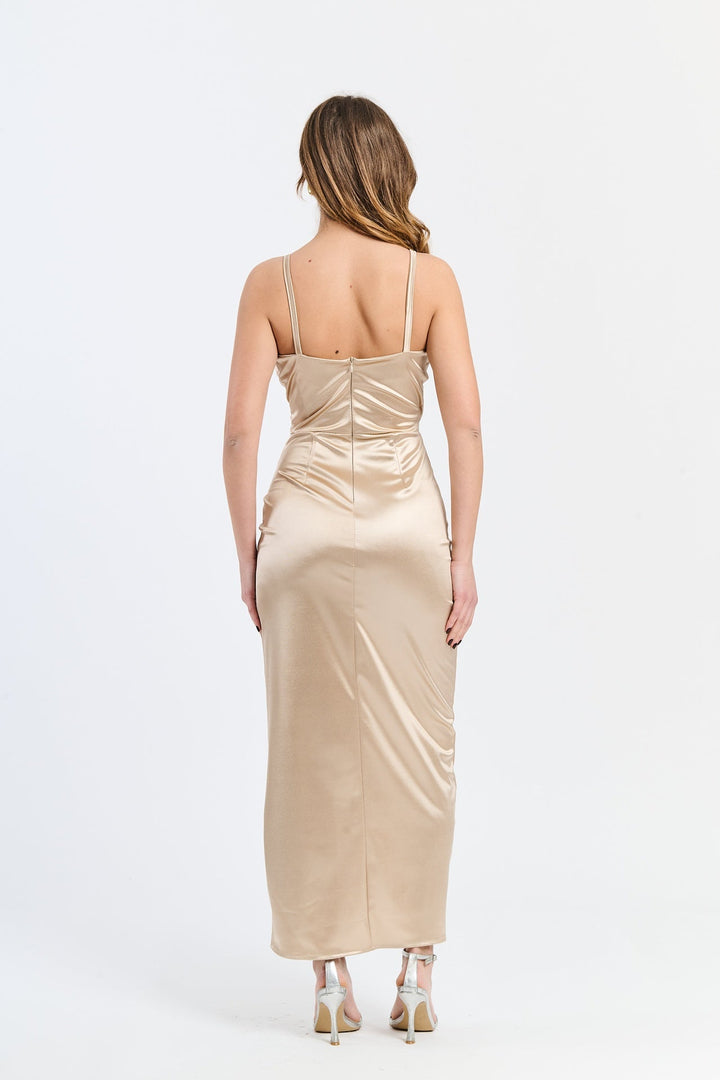 Long Draped Satin Dress Aurora
