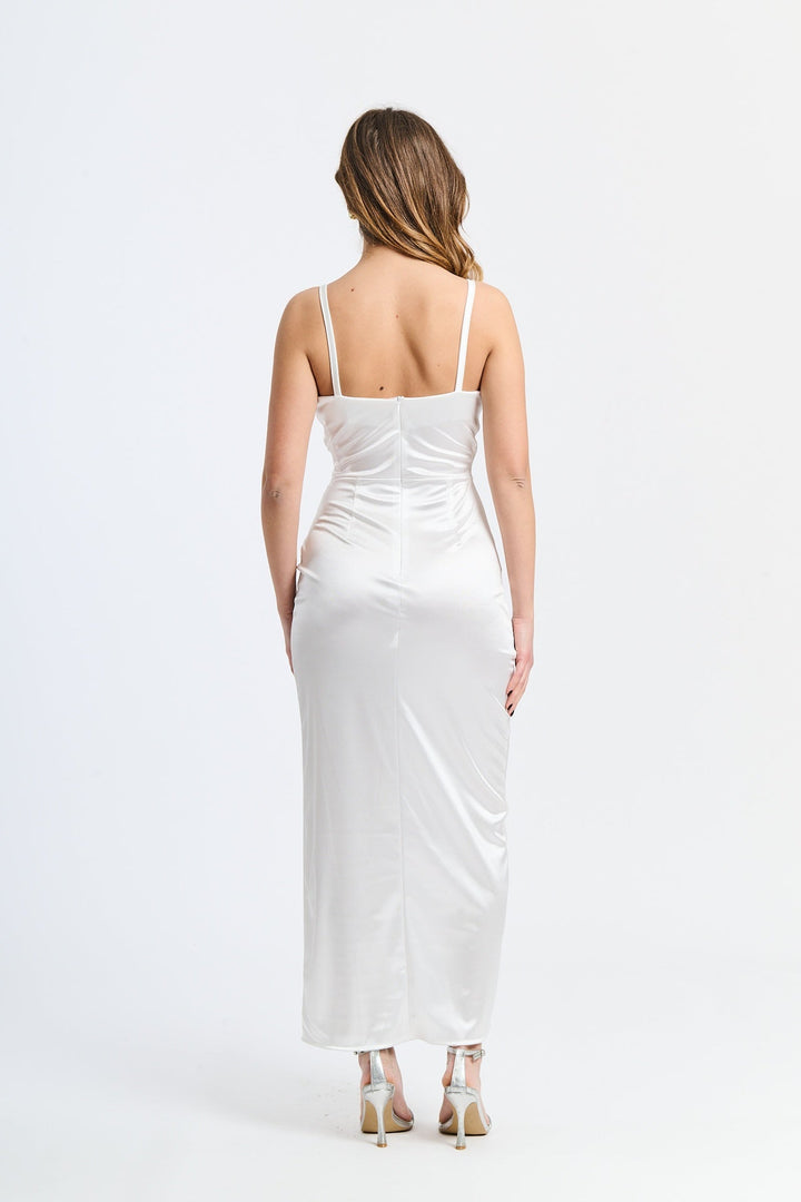 Long Draped Satin Dress Aurora