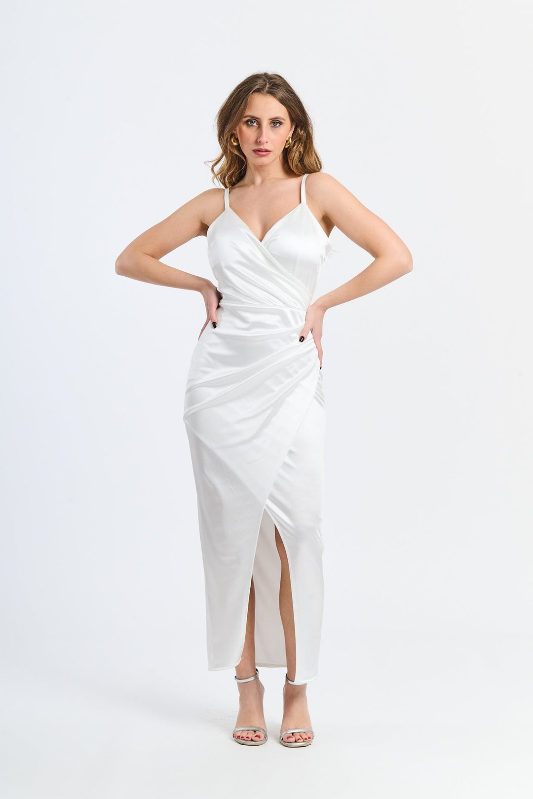 Long Draped Satin Dress Aurora
