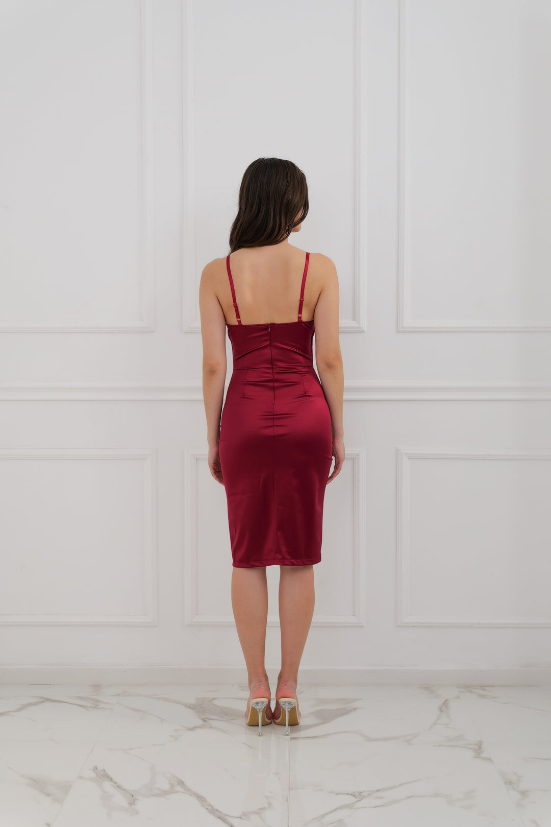 Short Draped Satin Dress Lea