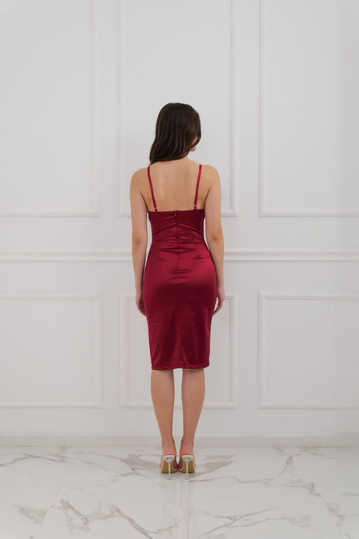 Short Draped Satin Dress Lea