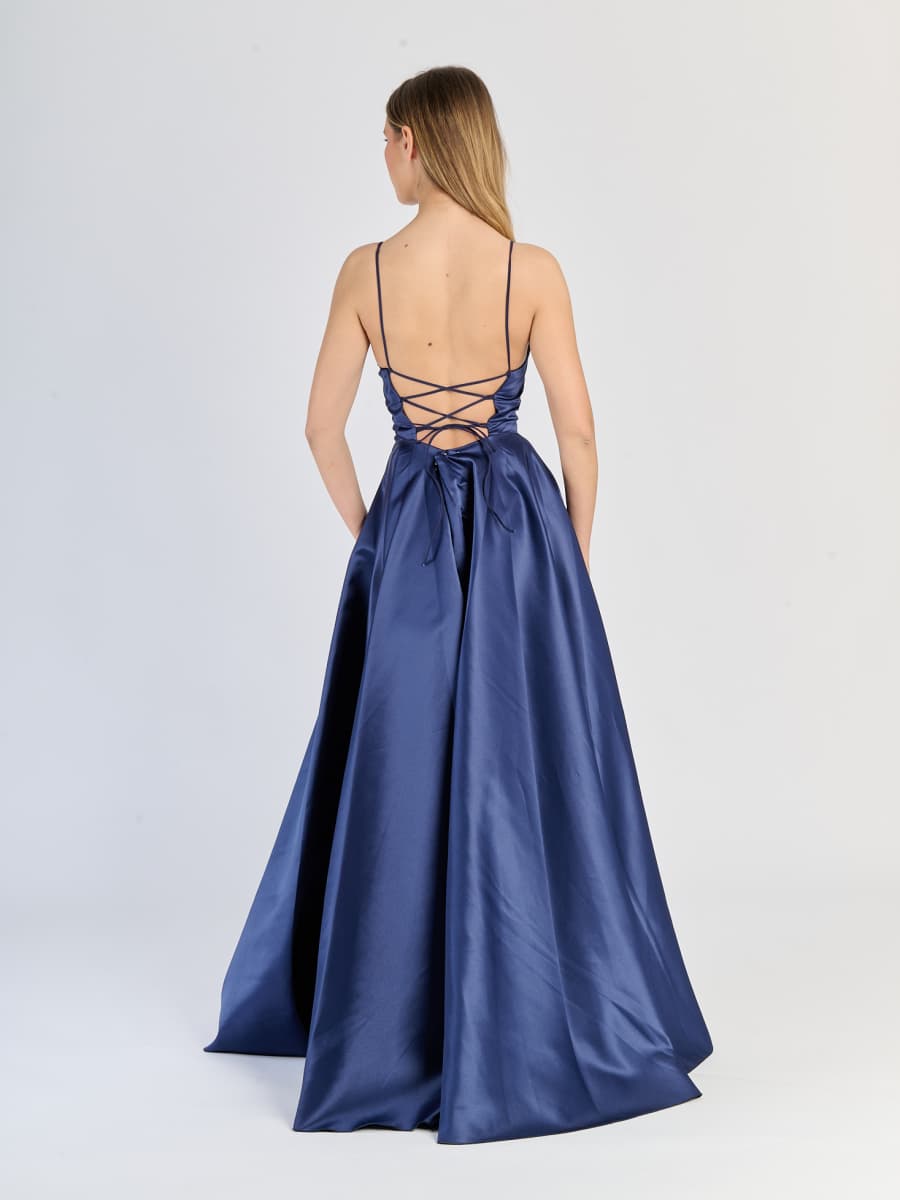 Elegant Long Satin Dress with Thin Straps – "Estella"