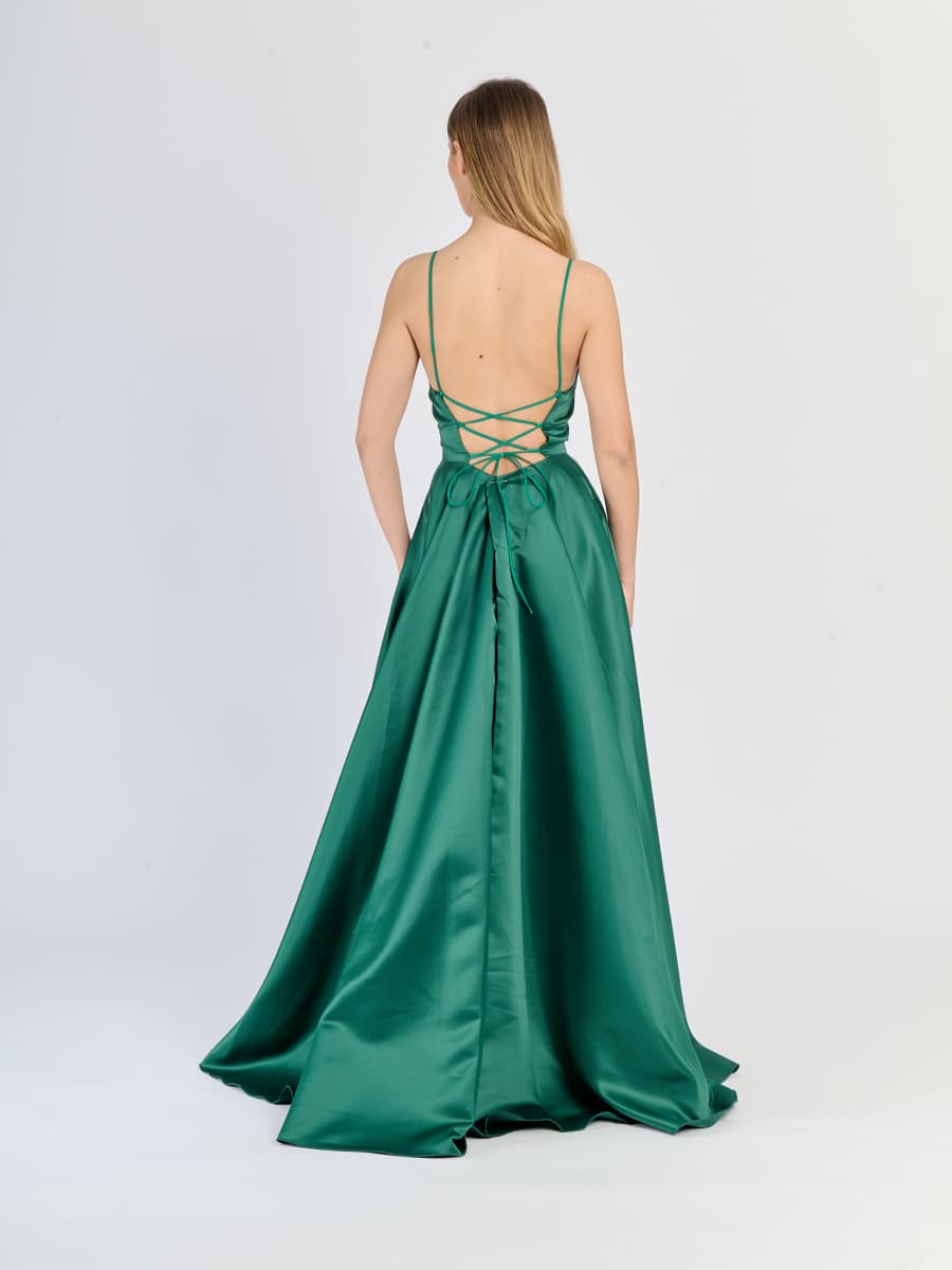 Elegant Long Satin Dress with Thin Straps – "Estella"