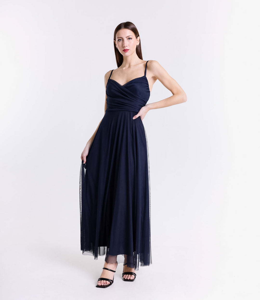 Tulle Dress with Velvet Straps