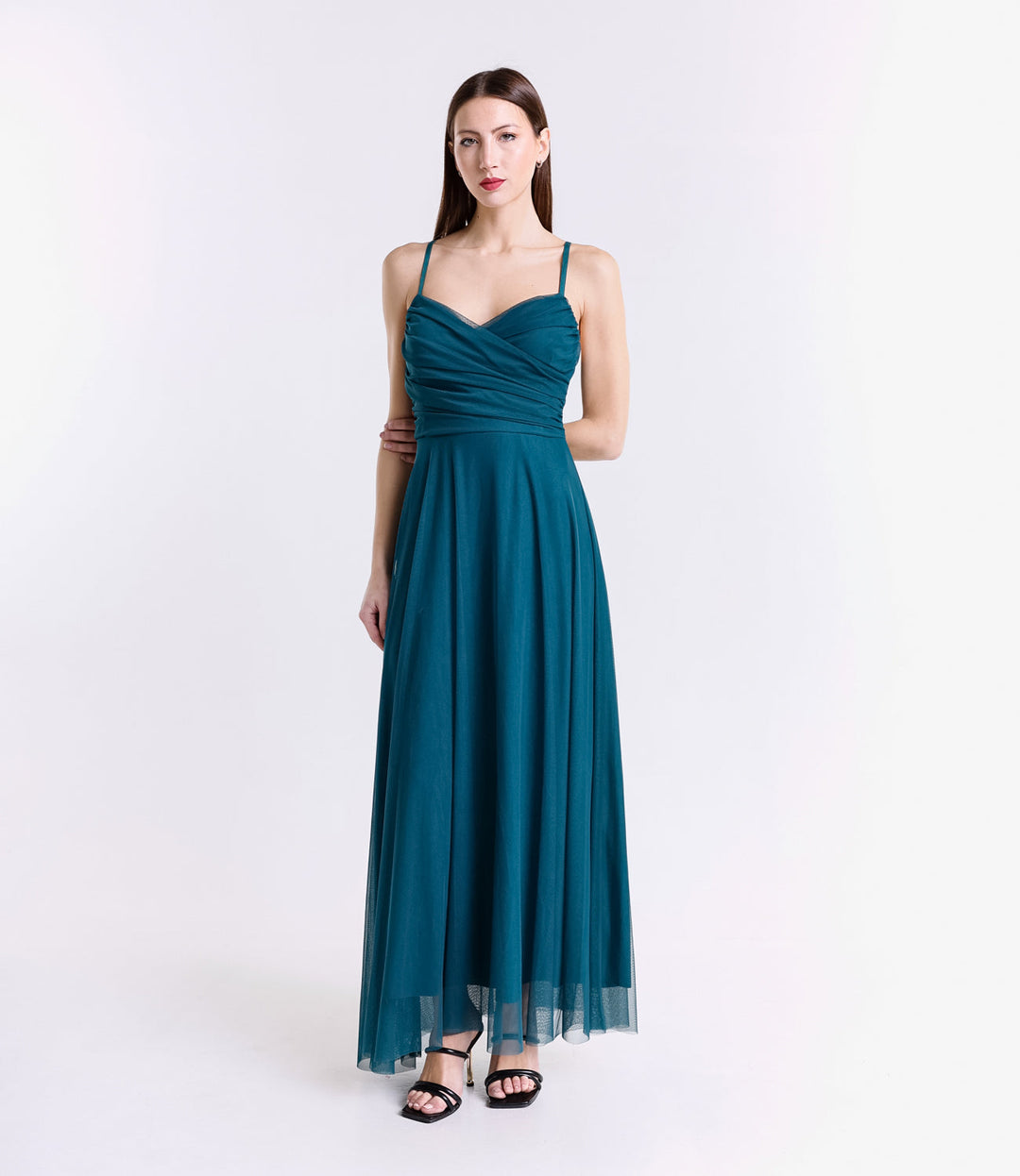 Tulle Dress with Velvet Straps